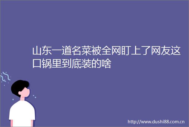山东一道名菜被全网盯上了网友这口锅里到底装的啥