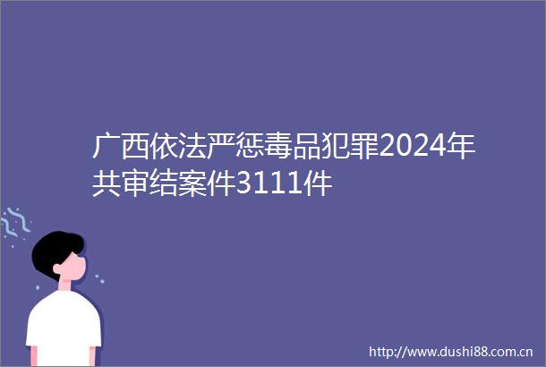 广西依法严惩毒品2024年共审结案件3111件