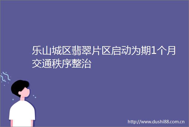 乐山城区翡翠片区启动为期1个月交通秩序整治