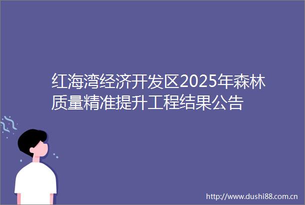 红海湾经济开发区2025年森林质量精准提升工程结果公告