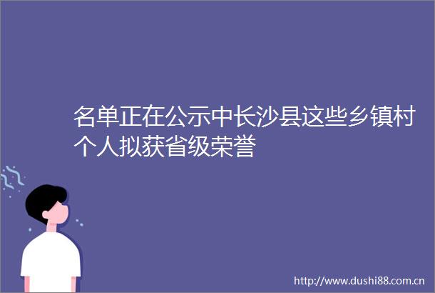 名单正在公示中长沙县这些乡镇村个人拟获省级荣誉