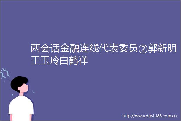 两会话金融连线代表委员②郭新明王玉玲白鹤祥