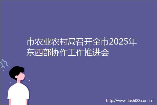 市农业农村局召开全市2025年东西部协作工作推进会