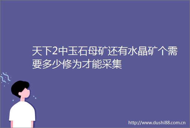 天下2中玉石母矿还有水晶矿个需要多少修为才能采集