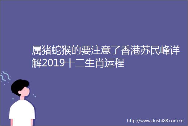 属猪蛇猴的要注意了香港苏民峰详解2019十二生肖运程
