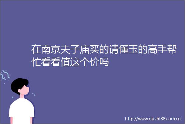 在南京夫子庙买的请懂玉的高手帮忙看看值这个价吗