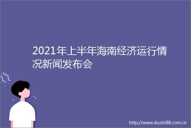 2021年上半年海南经济运行情况新闻发布会