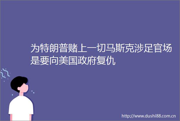 为特朗普赌上一切马斯克涉足官场是要向美国复仇