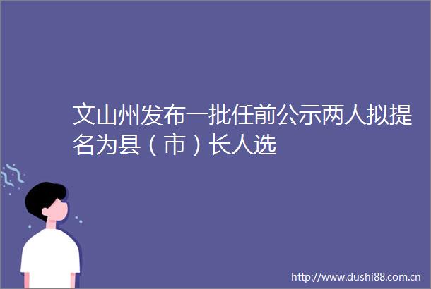 文山州发布一批任前公示两人拟提名为县（市）长人选