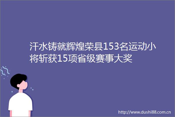 汗水铸就辉煌荣县153名运动小将斩获15项省级赛事大奖