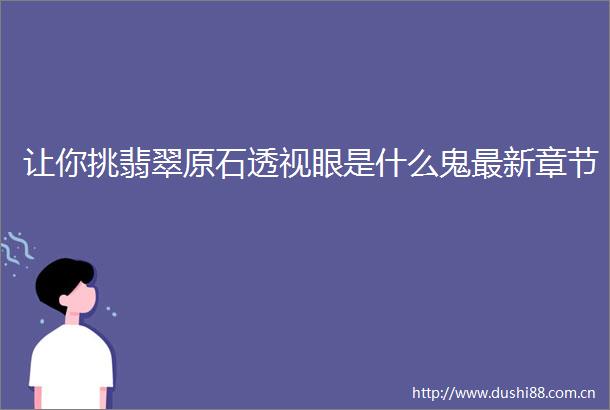 让你挑翡翠原石透视眼是什么鬼最新章节