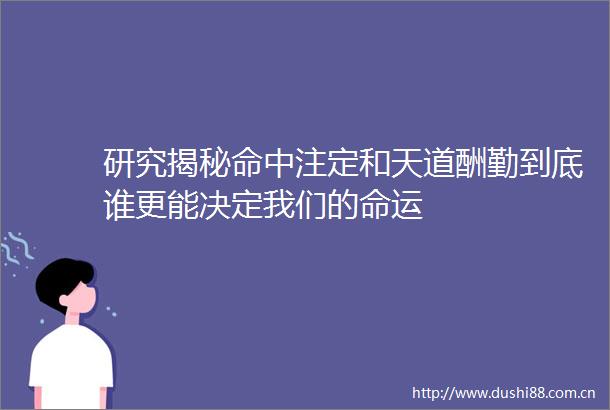 研究揭秘命中注定和天道酬勤到底谁更能决定我们的命运