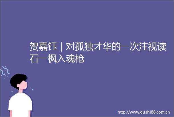 贺嘉钰｜对孤独才华的一次注视读石一枫入魂