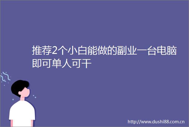 推荐2个小白能做的副业一台电脑即可单人可干