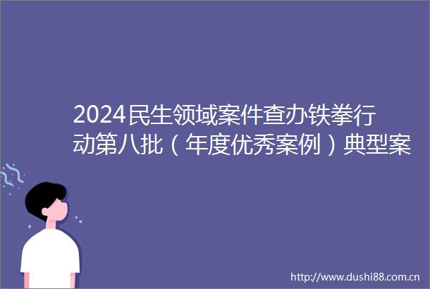 2024民生领域案件查办铁拳行动第八批（年度优秀案例）典型案例
