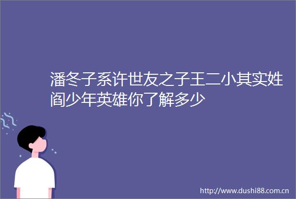 潘冬子系许世友之子王二小其实姓阎少年英雄你了解多少
