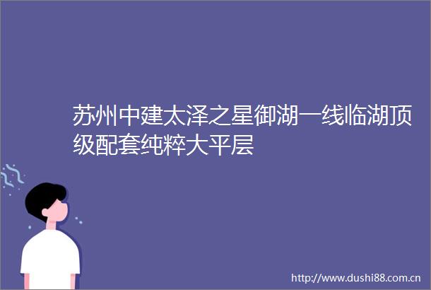 苏州中建太泽之星御湖一线临湖顶级配套纯粹大平层