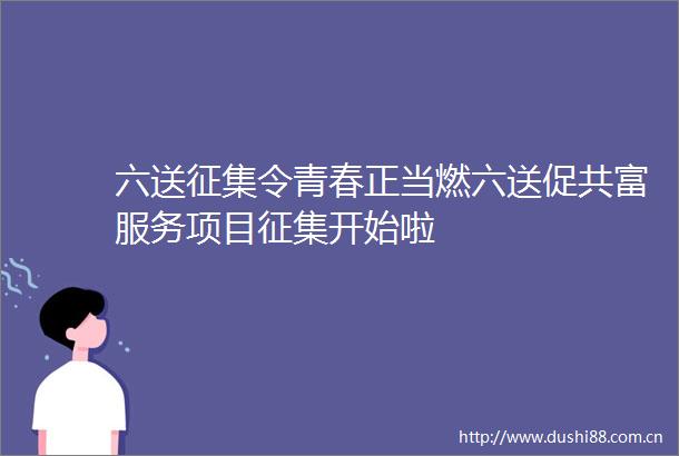 六送征集令青春正当燃六送促共富服务项目征集开始啦
