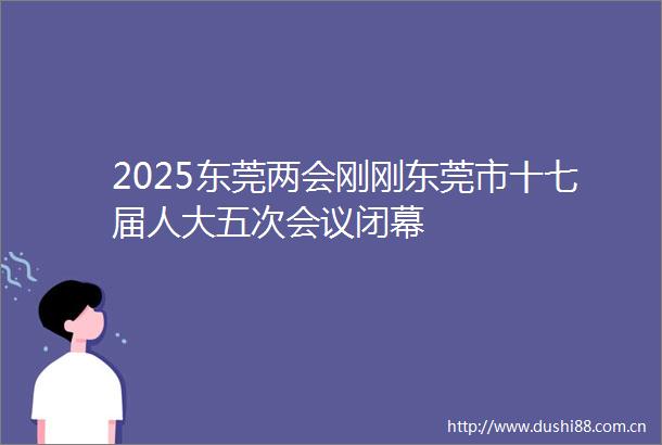 2025东莞两会刚刚东莞市十七届人大五次会议闭幕