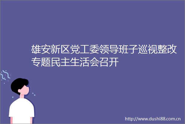 雄安新区党工委班子巡视整改专题民主生活会召开