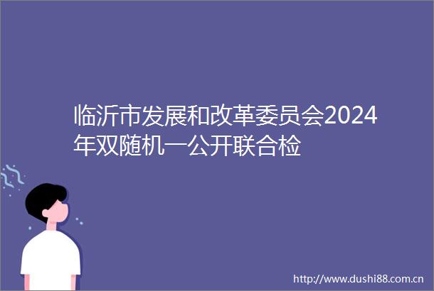 临沂市发展和改革委员会2024年双随机一公开联合检