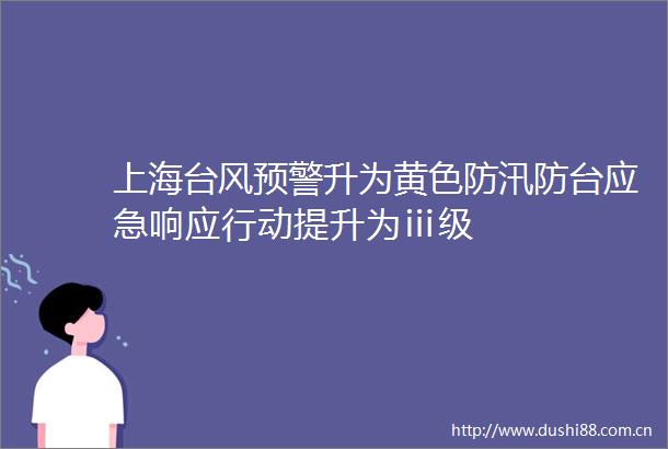 上海台风预警升为黄色防汛防台应急响应行动提升为ⅲ级