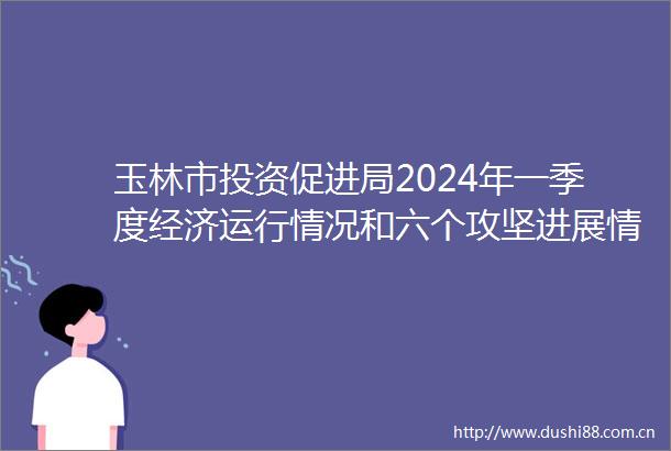 玉林市投资促进局2024年一季度经济运行情况和六个攻坚进展情况汇报