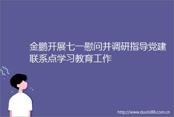 金鹏开展七一慰问并调研指导党建联系点学习教育工作