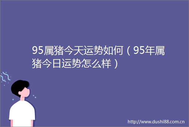 95属猪今天运势如何（95年属猪今日运势怎么样）