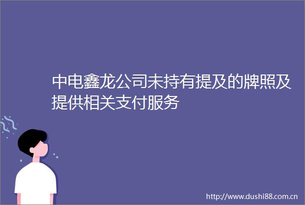 中电鑫龙公司未持有提及的牌照及提供相关支付服务