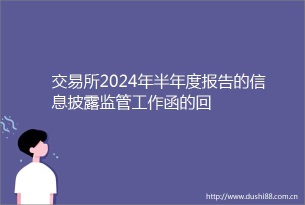 交易所2024年半年度报告的信息披露监管工作函的回