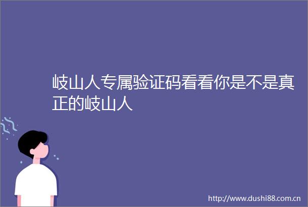 岐山人专属验证码看看你是不是真正的岐山人