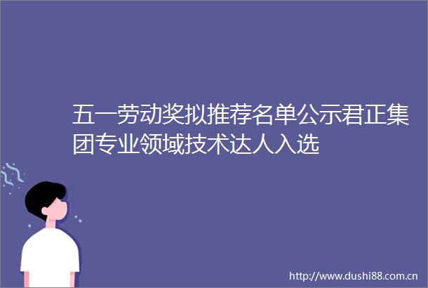 五一劳动奖拟推荐名单公示君正集团专业领域技术达人入选