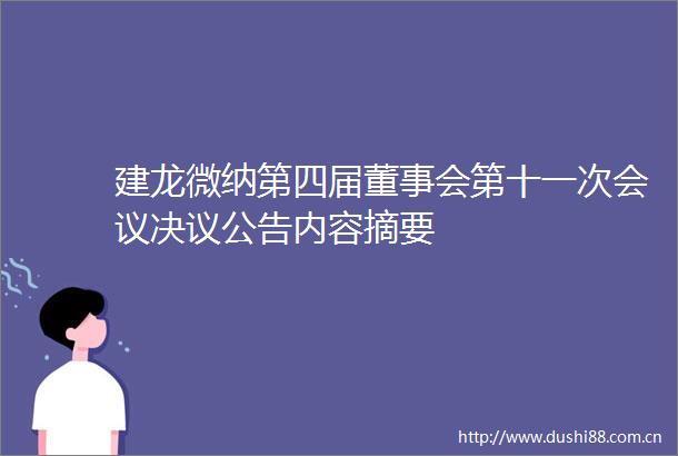 建龙微纳第四届董事会第十一次会议决议公告内容摘要