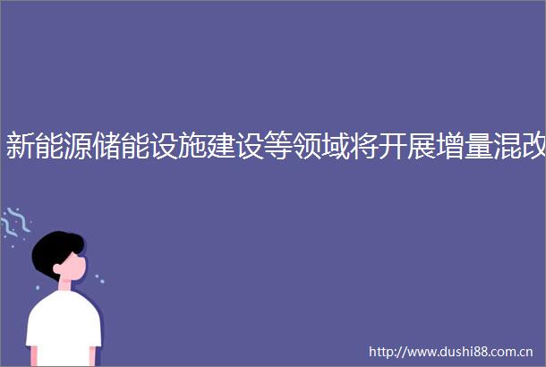 新能源储能设施建设等领域将开展增量混改