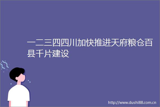 一二三四四川加快推进天府粮仓百县千片建设