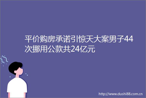 平价购房承诺引惊天大案男子44次挪用公款共24亿元