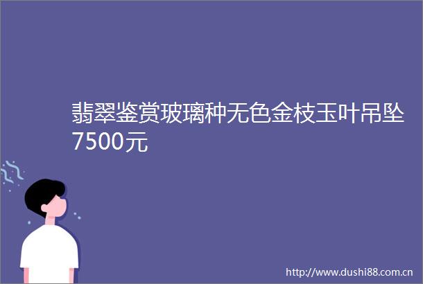 翡翠鉴赏玻璃种无色金枝玉叶吊坠7500元