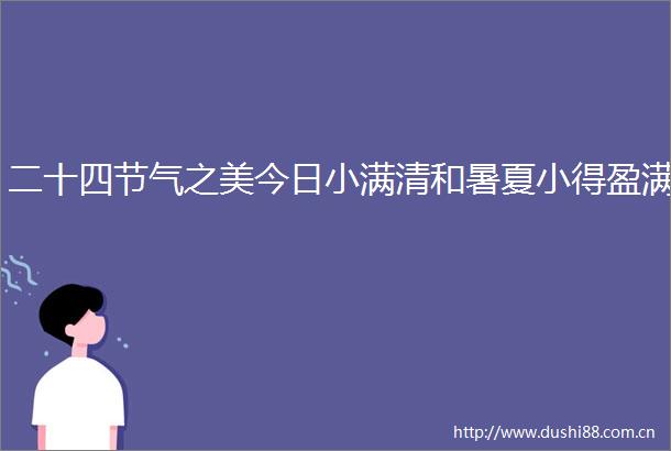 二十四节气之美今日小满清和暑夏小得盈满