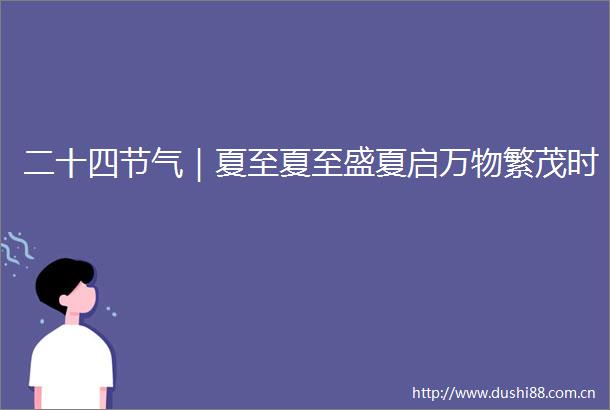 二十四节气｜夏至夏至盛夏启万物繁茂时
