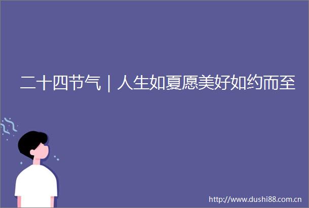 二十四节气｜人生如夏愿美好如约而至