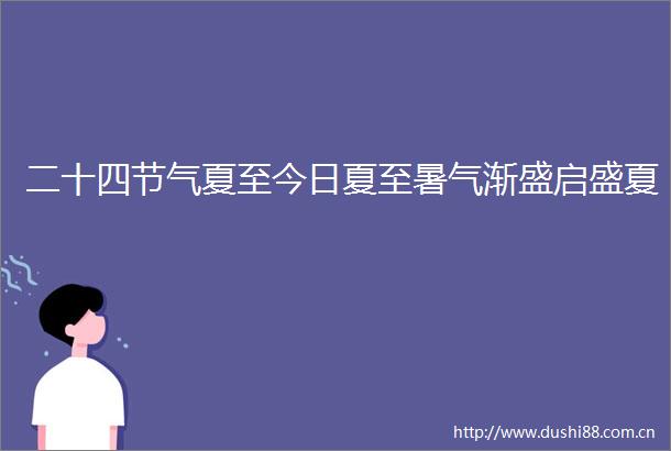 二十四节气夏至今日夏至暑气渐盛启盛夏