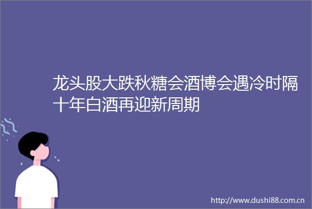 龙头股大跌秋糖会酒博会遇冷时隔十年白酒再迎新周期