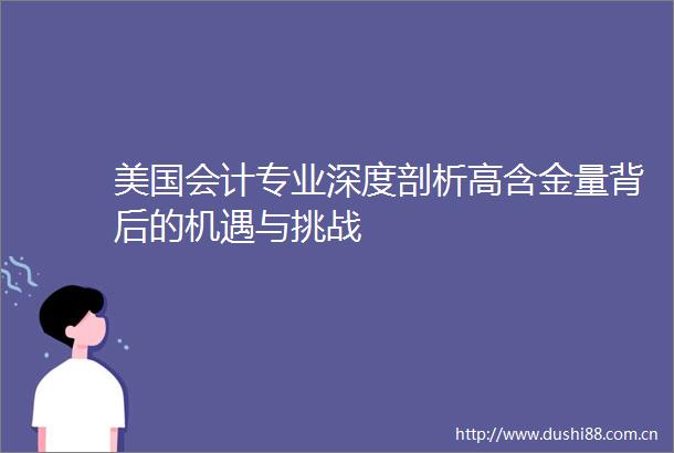 美国会计专业深度剖析高含金量背后的机遇与挑战