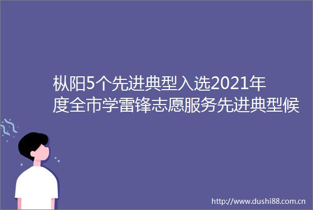 枞阳5个先进典型入选2021年度全市学雷锋志愿服务先进典型候选名单公示