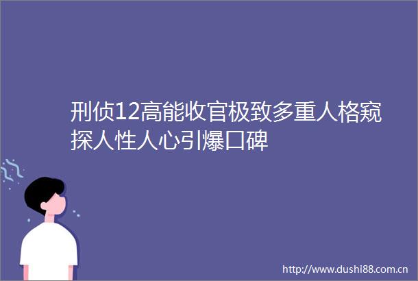 刑侦12高能收官极致多重人格窥探人性人心引爆口碑