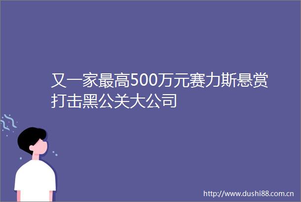 又一家最高500万元赛力斯悬赏打击黑公关大公司
