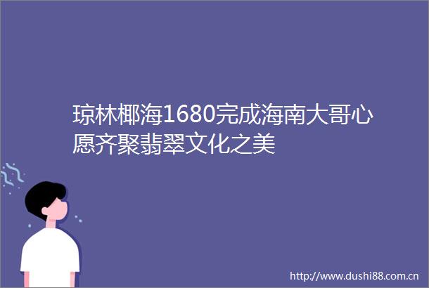 琼林椰海1680完成海南大哥心愿齐聚翡翠文化之美