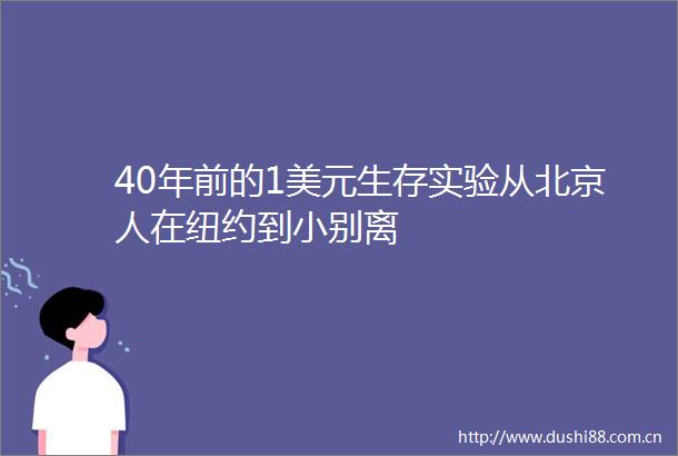 40年前的1美元生存实验从北京人在纽约到小别离