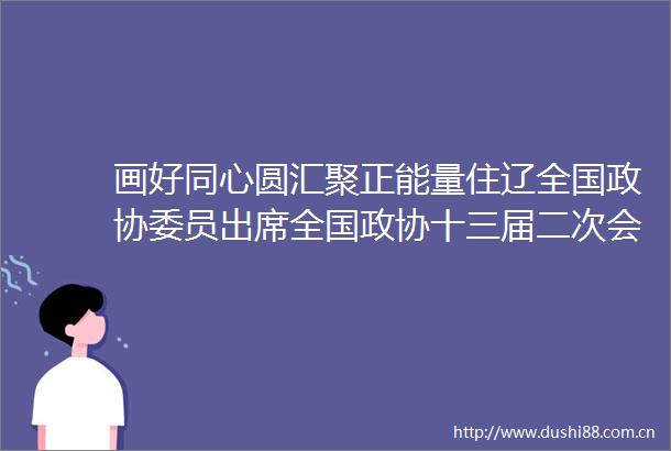 画好同心圆汇聚正能量住辽全国政协委员出席全国政协十三届二次会议闭幕会侧记